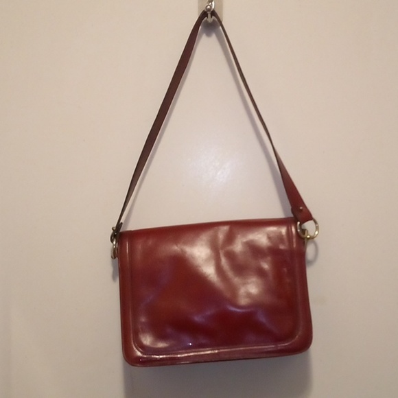 Handmade Leather Etienne Aigner Red Burgundy Messenger Shoulder Bag - Picture 4 of 15